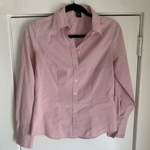 Ann Taylor Button Down Long Sleeve Pink/Red Top 0 - Picture 3 of 12